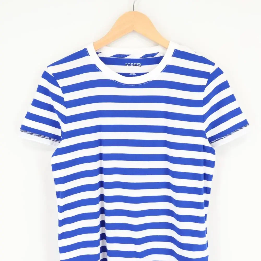 NWT J.Crew Vintage Classic-Fit Crewneck T-Shirt Blue White Stripe Size Small